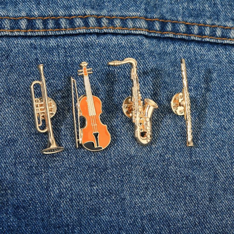 Musical Instrument In Orchestra - 1 قطعة دبابيس معدنية ذهبية مطلية